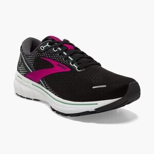 Brooks Ghost 14 Mesh Low Top Running Sneakers Shoes Black/Pink/Yucca Womens 11.5